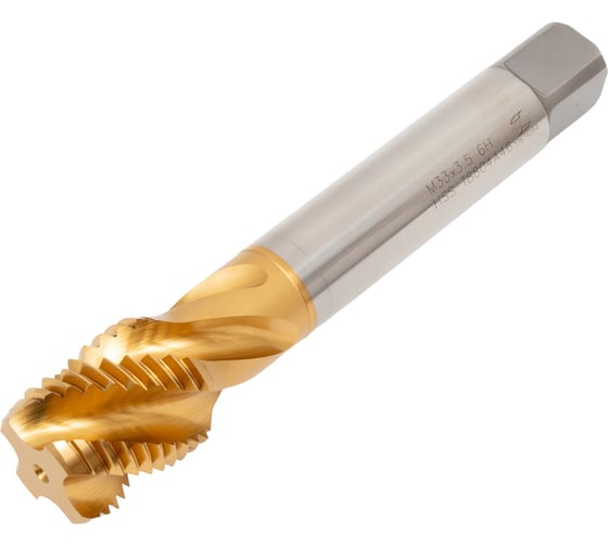 Изображение товара Метчик New Century M33x3.5, Alpha-TAP, DIN376, HSS (M2), со спиральной канавкой, покрытие TiN T8804A46