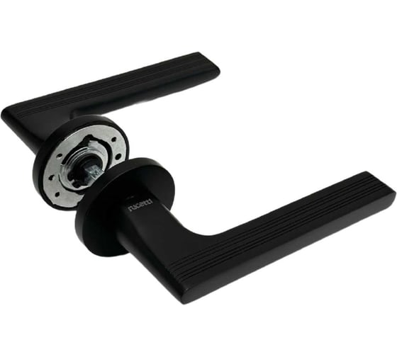 Изображение товара Ручка дверная Rucetti RAP 26 SLIM-R BL, на круглой розетке 6 мм, цвет - черный 9014606