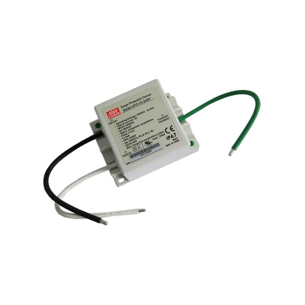 Изображение товара Модуль защиты от импульсных помех Mean Well SPD-20-240P Т02013287 300 Вт IP 67