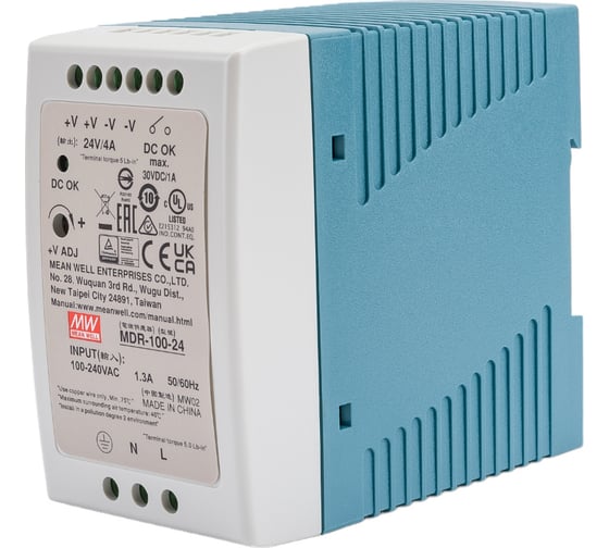 Изображение товара Источник питания Mean Well AC/DC MDR-100-24 Т00270784