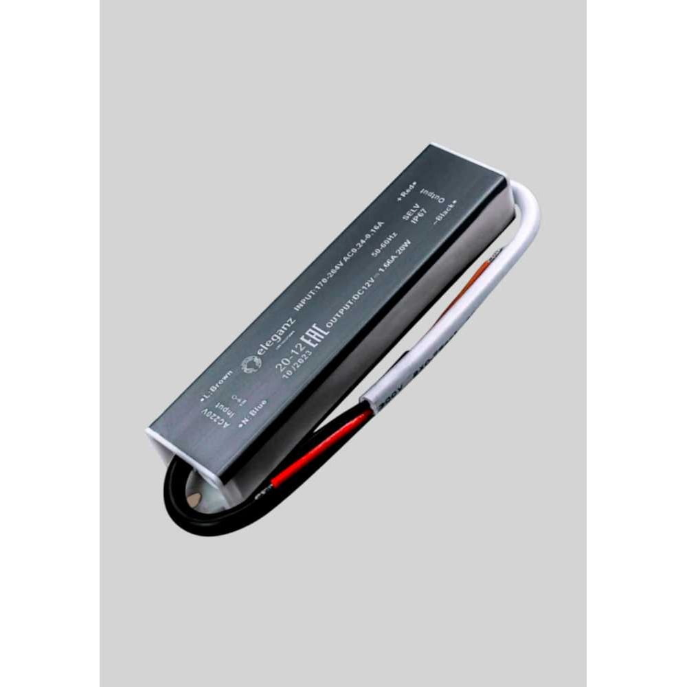 Изображение товара Блок питания Eleganz 12V 20W герметичный IP67 для светодиодных лент и подсветки