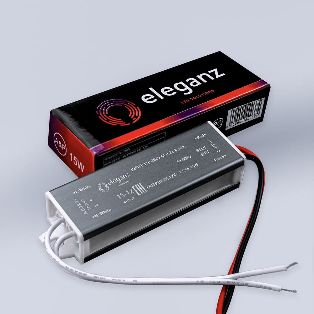 Изображение товара Блок питания Eleganz 12V 15W герметичный IP67 1105