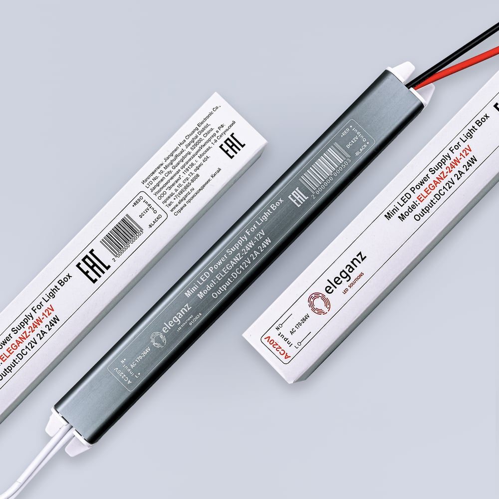 Изображение товара Блок питания 12V 24W Eleganz для светодиодных лент, IP20, узкий