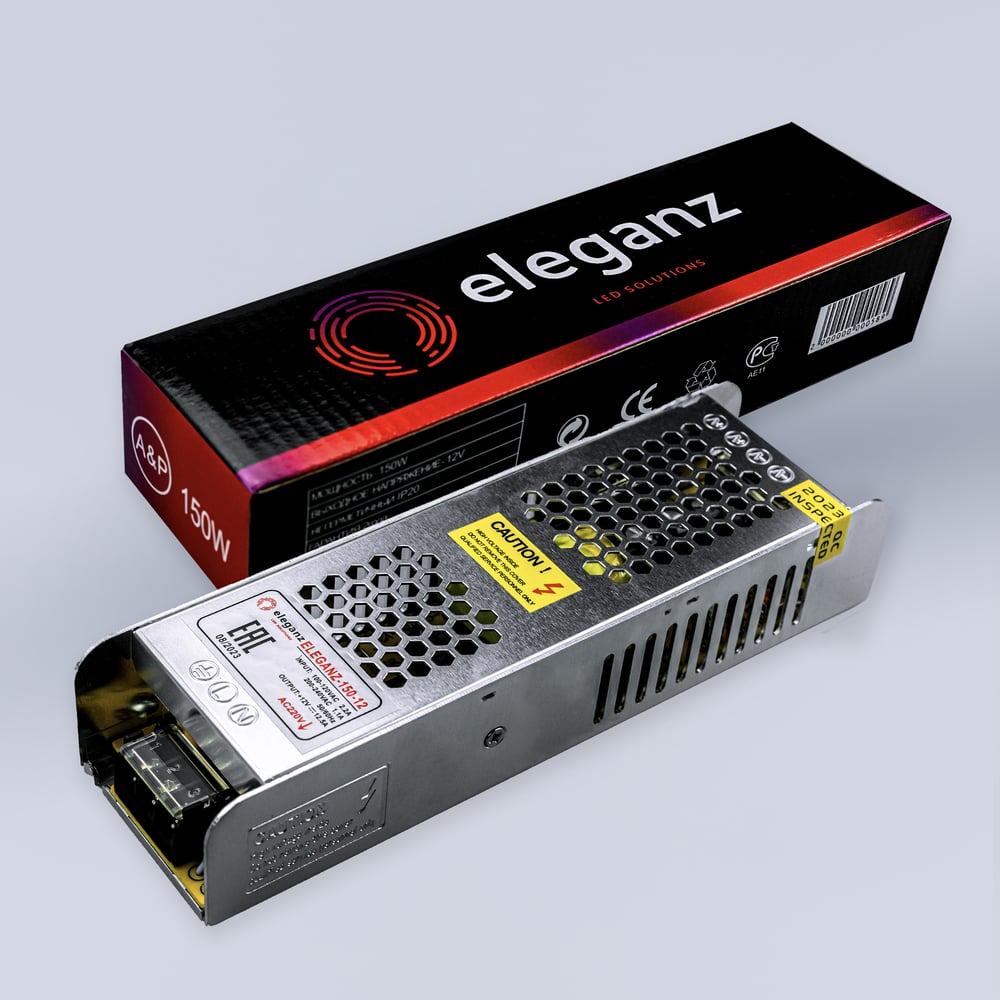 Блок питания Eleganz 12V 150W негерметичный узкий IP20 1104