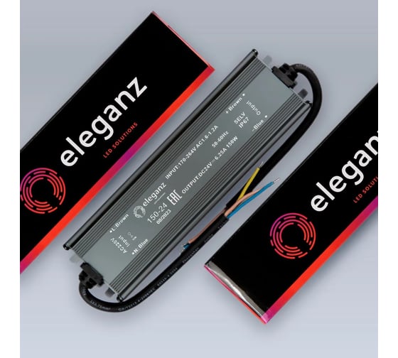 Изображение товара Блок питания ELEGANZ 24V 150W герм., узкий IP67 EL-0600