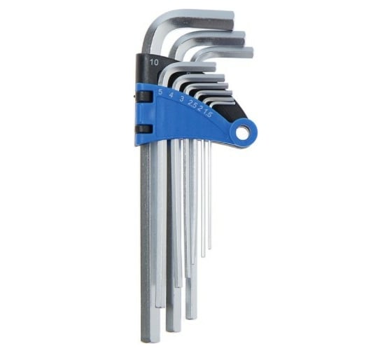 Изображение товара Набор шестигранных ключей TUNDRA удлиненных, CrV, 1.5 - 10 мм, 9 шт. 2354392