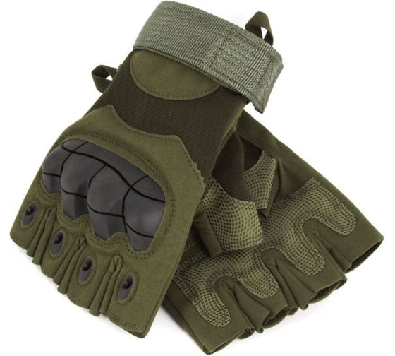 Изображение товара Перчатки трекинговые Следопыт TACTIC POWER без пальцев, с защитой суставов, зеленые, размер XL/250/ PF-TG-03