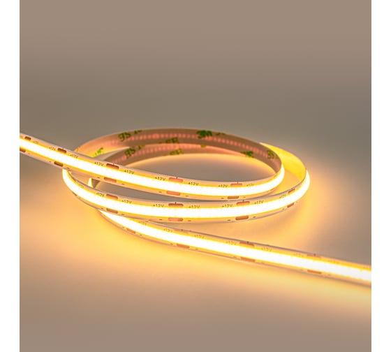 Изображение товара Светодиодная лента Eleganz LUX COB 9W/M 12V, 512 диод/м, 110Лм/Вт, теплая 3000К ширина 8мм 990084