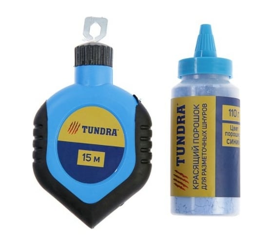 Изображение товара Набор разметочный  ТУНДРА  шнур малярный 15 м, красящий порошок 110 г, синий 4617748