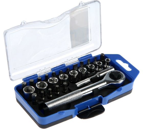 Изображение товара Набор торцевых головок и бит TUNDRA трещотка, удлинитель, 28 предметов 1720445