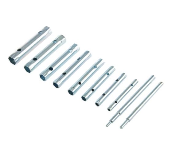 Изображение товара Набор торцевых трубчатых ключей TUNDRA оцинкованные, 6 - 22 мм, 2 воротка, 10 предметов 1550262