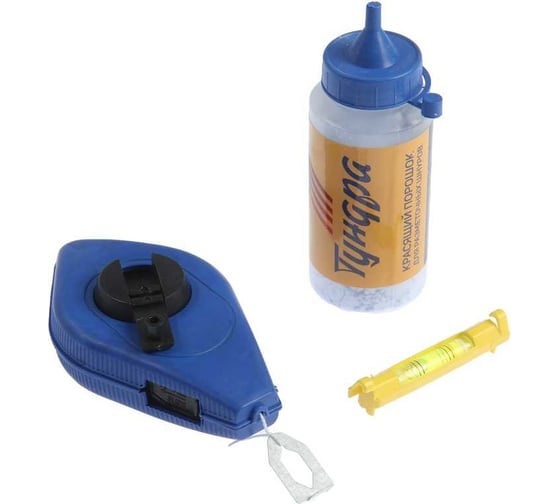 Изображение товара Разметочный набор ТУНДРА шнур малярный 15 м, красящий порошок 110 г, синий 1722213