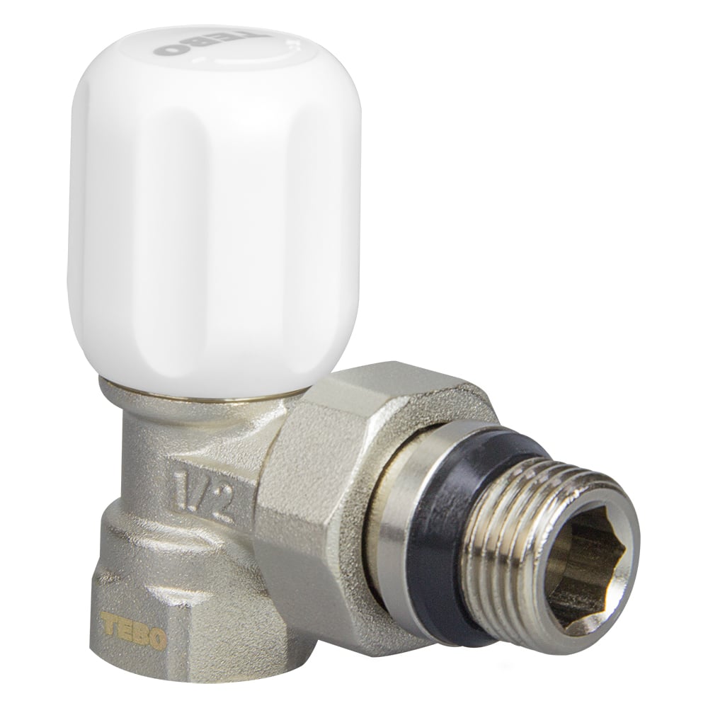 Изображение товара Угловой вентиль ручной с никелированным покрытием 1/2" TEBO ВН/НАР