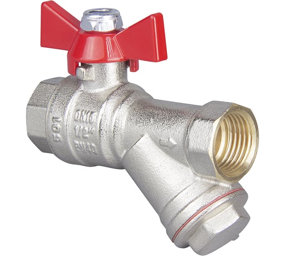 Изображение товара Кран шаровой с фильтром TEBO ВН/ВН 1/2" бабочка T-КШ.Ф.501.12.КБ.CN