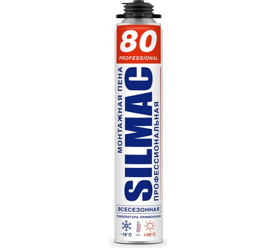 Изображение товара Монтажная пена SILMAC профессиональная Всесезонная 80л, 1000 мл PF-0003/009/573