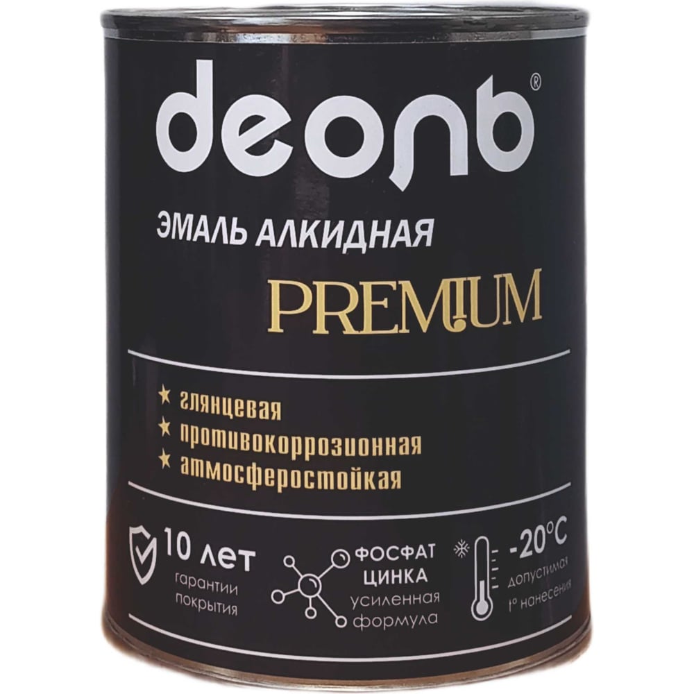 Изображение товара Эмаль алкидная с фосфатом цинка Деоль PREMIUM красное вино RAL 3005 0,75л глянцевая