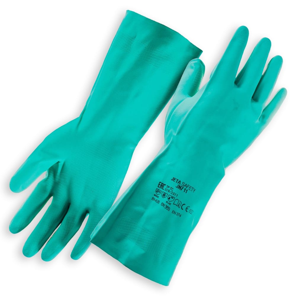 фото Нитриловые химически стойкие перчатки jeta safety размер 9/l jn711-l