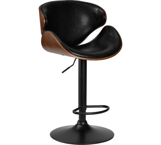 Изображение товара Стул барный DOBRIN KARTER BLACK (цвет сиденья черный PU, цвет каркаса сиденья коричневый орех дерево, цвет основания черный) LMZ-4905_B-M_EL-black