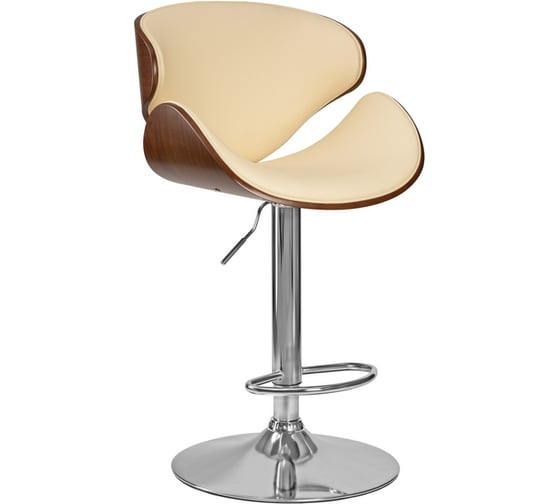 Изображение товара Стул барный DOBRIN KARTER (цвет сиденья кремовый, цвет каркаса сиденья коричневое дерево, цвет основания хром) LMZ-4905_CH-M_EL-cream