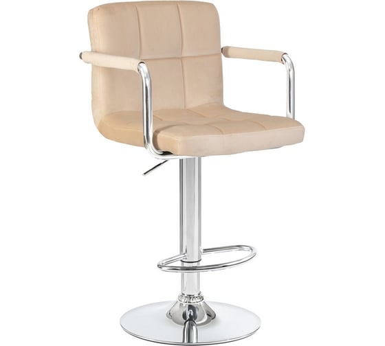 Изображение товара Стул барный DOBRIN KRUGER ARM (цвет сиденья бежевый велюр (MJ9-10), цвет основания хромированная сталь) LM-5011_CH-M_V-MJ9-10