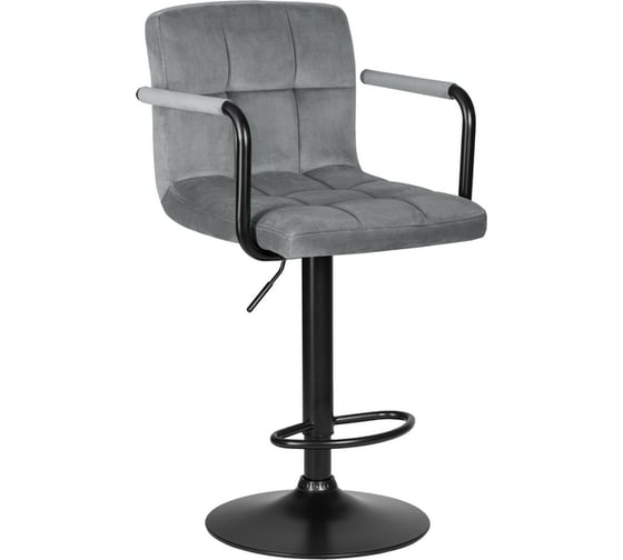 Изображение товара Стул барный DOBRIN KRUGER ARM BLACK (цвет сиденья серый велюр (MJ9-75), цвет основания черный)  LM-5011_B-M_V-MJ9-75