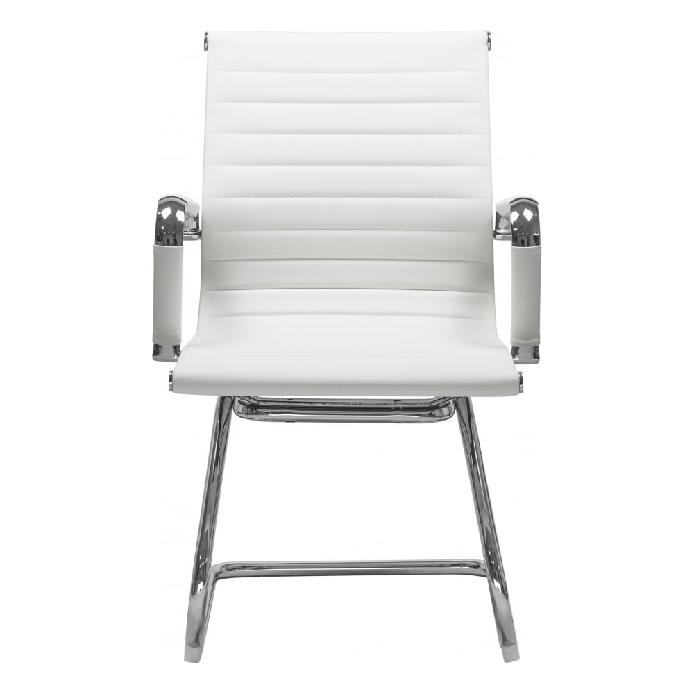 Изображение товара Офисное кресло для посетителей DOBRIN CODY цвет сиденья белый, цвет основания хромированная сталь LMR-102N_CH-M_EL-white