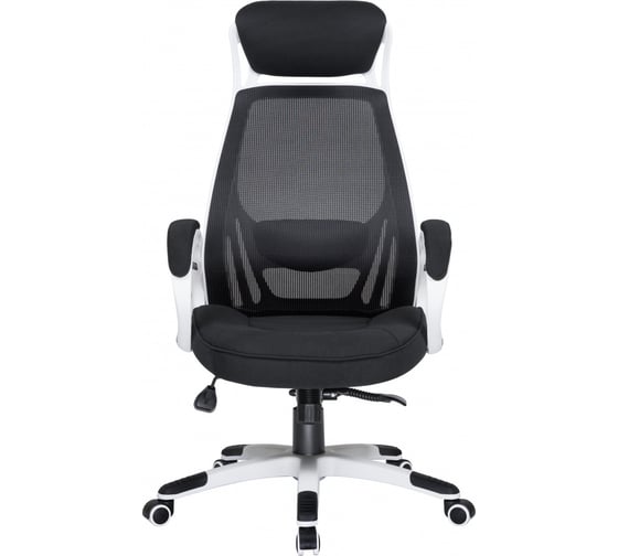 Изображение товара Офисное кресло для руководителей DOBRIN STEVEN WHITE цвет белый пластик, черная ткань  LMR-109BL_W-P_MSH-white