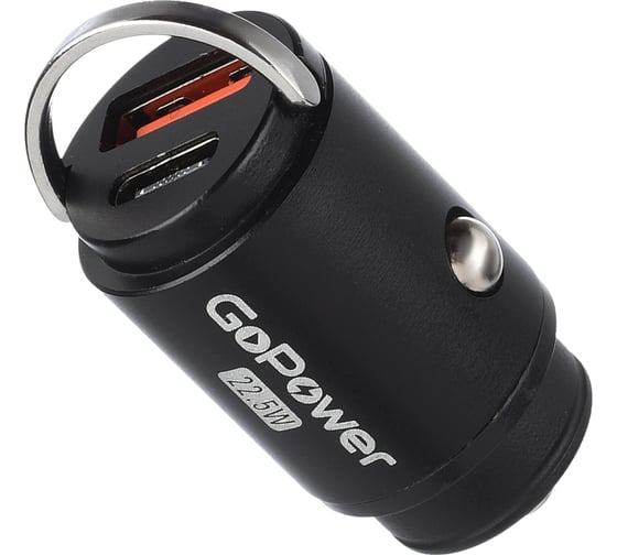 Изображение товара Автомобильное З/У GoPower GPQC12 1USB+1Type-C 22.5W Mini черный 00-00028409