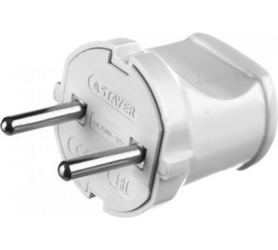 Изображение товара Электрическая вилка Stayer MASTER, 6А/220В, белая 55150-W