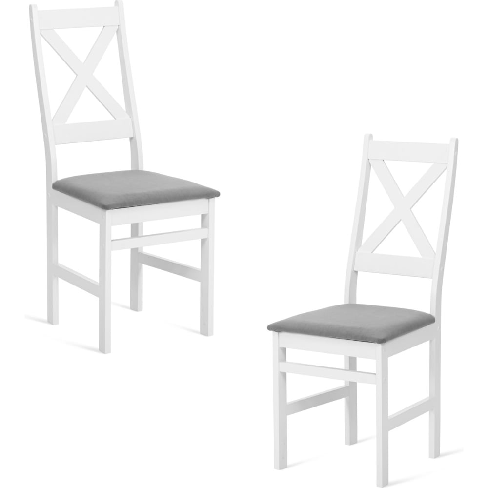 Изображение товара Стул Tetchair 2 шт CROSSMAN NEW, Многослойный березовый шпон, 41x40x100 см, white/велюр темно-серый 21626