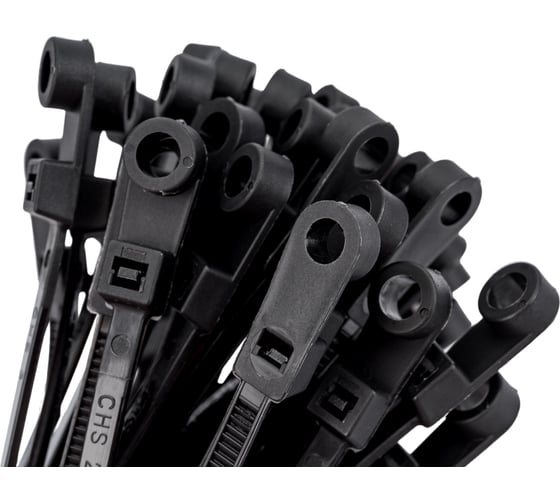 Изображение товара Кабельный хомут с монтажным отверстием Экопласт 3.5х110 мм, черный 45109BL