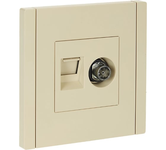 Изображение товара Двойная розетка TV+RJ45 IEK FORTEPIANO категория 5E FP436 ваниль FP-AK20-1-K10