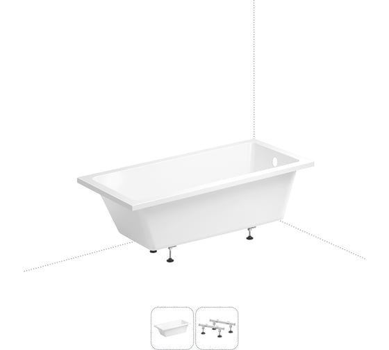 Изображение товара Акриловая ванна Wellsee FreeDom 165x80 см, в наборе 2 в 1 202010522