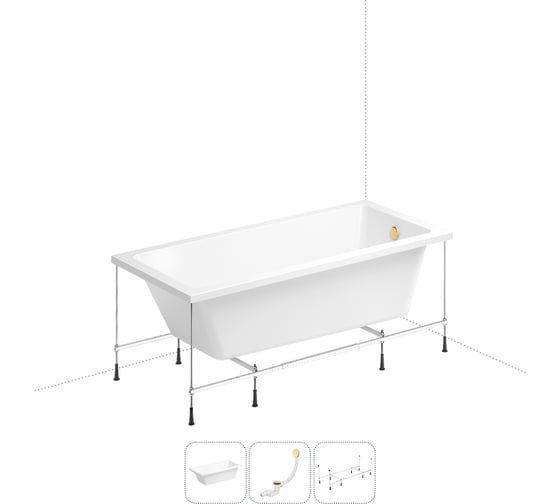 Изображение товара Акриловая ванна Wellsee FreeDom 165x80 см, в наборе 3 в 1 202010537