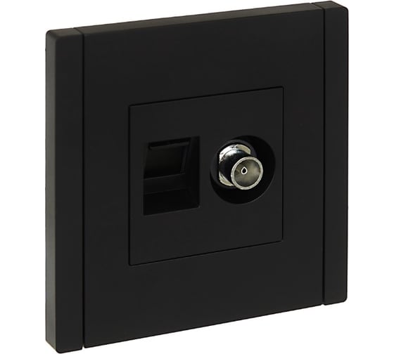 Изображение товара Двойная розетка TV+RJ45 IEK FORTEPIANO категория 5E FP136 черный FP-AK20-1-K02