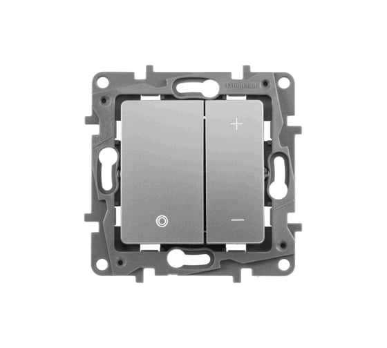 Изображение товара Диммер нажимной универсальный LED Legrand Etika 400Вт без нейтрали алюминий 672418