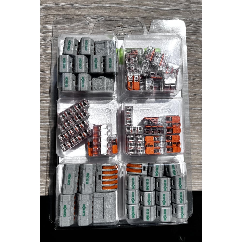 Изображение товара Набор клемм WAGO 221-412, 221-413, 221-415, 222-412, 222-413, 222-415, 62 шт для электромонтажа