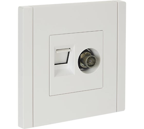 Изображение товара Двойная розетка TV+RJ45 IEK FORTEPIANO категория 5E FP236 белый FP-AK20-1-K01