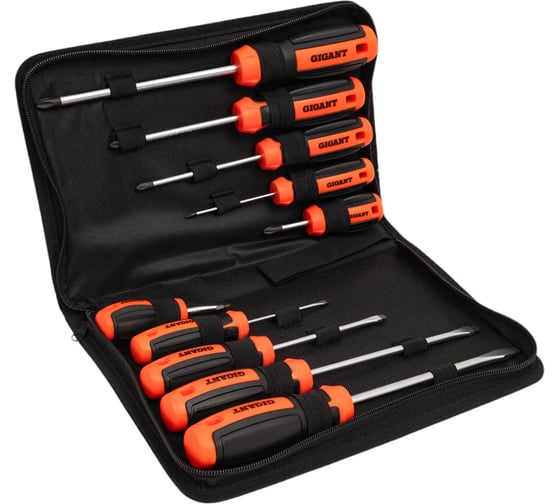 Изображение товара Набор отверток c трёхкомпонентной ручкой Gigant 10 предметов GBSS-10