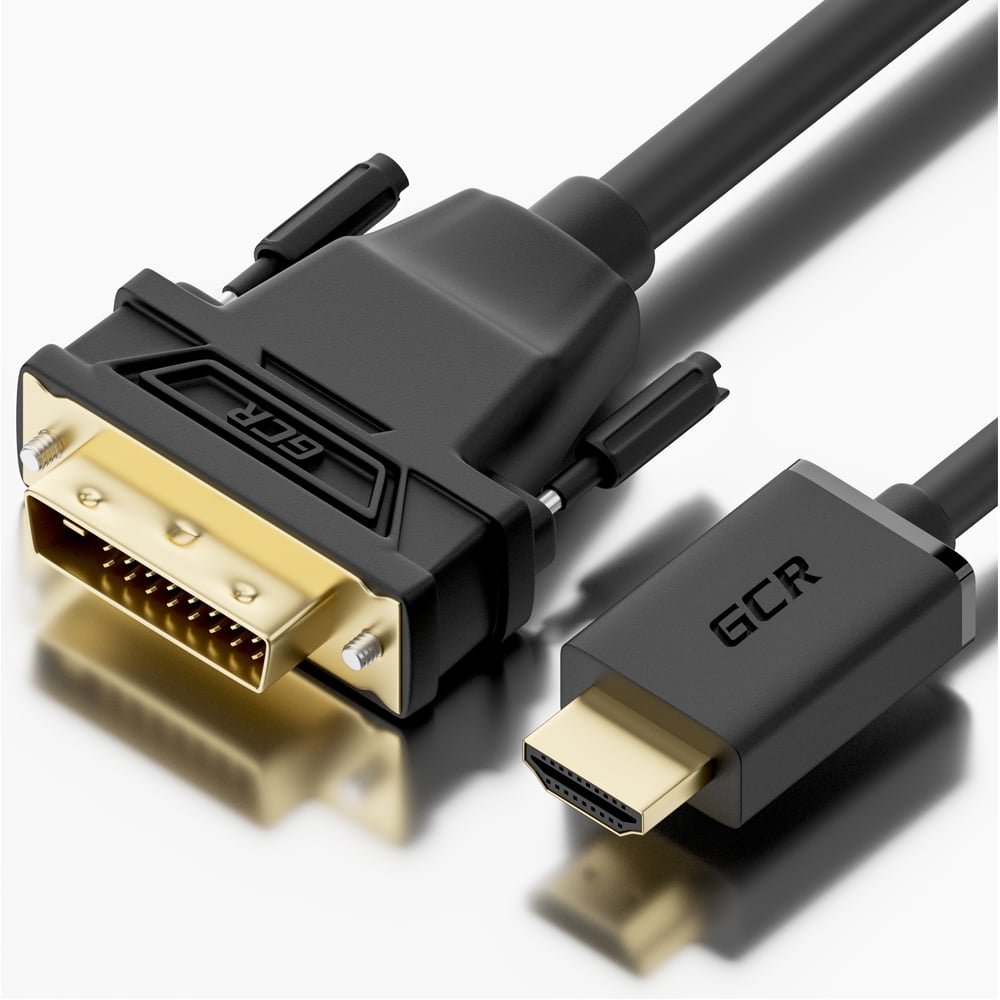 фото Кабель hdmi-dvi gcr od7.3mm, позолоченные контакты 10м черный vivhdi2dvi1-10.0m