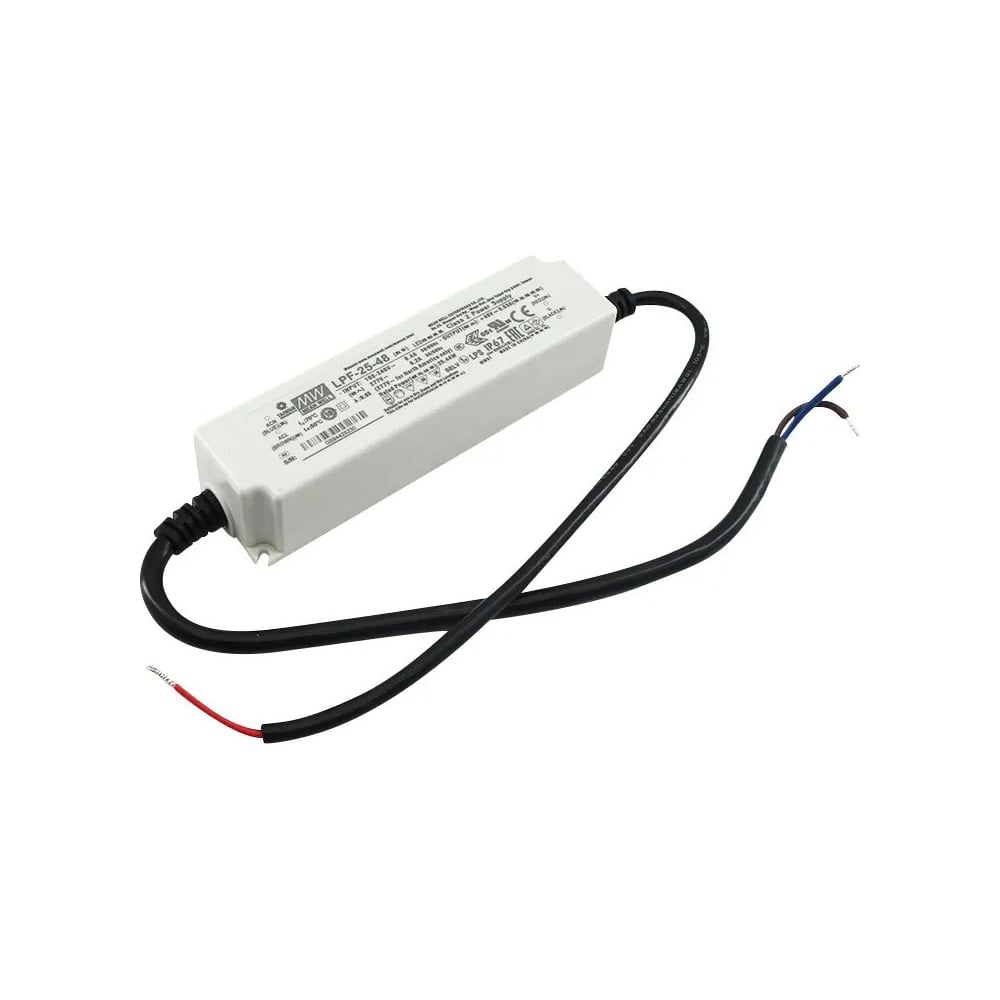Изображение товара Источник питания AC/DC Mean Well LPF-25-48, 25 Вт, IP67, 46-72 В, монтаж на DIN-рейку