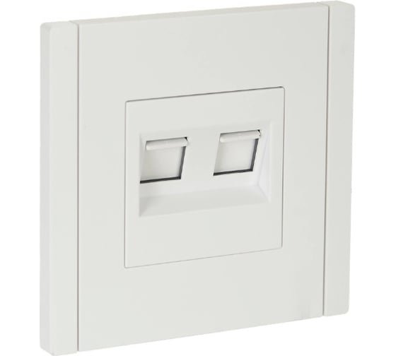 Изображение товара Розетка компьютерная 2-местная IEK FORTEPIANO RJ45 категория 5E FP233 белый FP-K20-1-K01