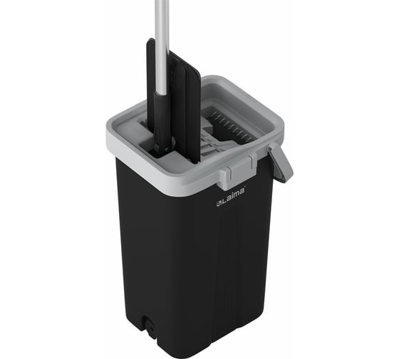 Изображение товара Швабра с отжимом и ведром LAIMA AltaMop L (10 л), 2 насадки микрофибра, длина ручки 134-154 см 609151