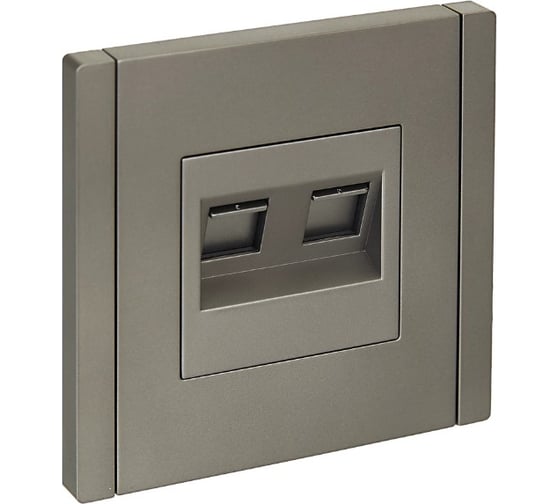 Изображение товара Розетка компьютерная 2-местная IEK FORTEPIANO RJ45 категория 5E FP533 сталь FP-K20-1-K46