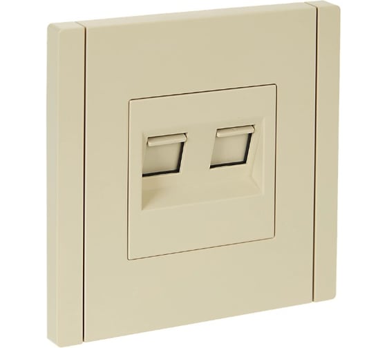 Изображение товара Розетка компьютерная 2-местная IEK FORTEPIANO RJ45 категория 6 FP434 ваниль FP-K20-2-K10