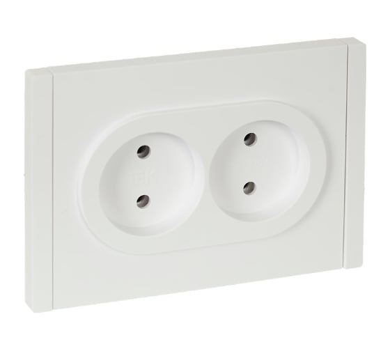 Изображение товара Розетка 2-местная IEK FORTEPIANO без заземления, без защитных шторок, безвинтовое крепление, 10А FP226 белый FP-R20-10-1-K01