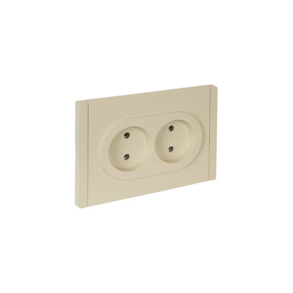 Изображение товара Розетка 2-местная IEK FORTEPIANO без заземления, без защитных шторок, безвинтовое крепление, 10А FP426 ваниль FP-R20-10-1-K10