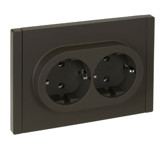 Изображение товара Розетка 2-местная IEK FORTEPIANO с заземлением, без защитных шторок, безвинтовое крепление, 16А FP324 серый FP-R21-16-1-K03