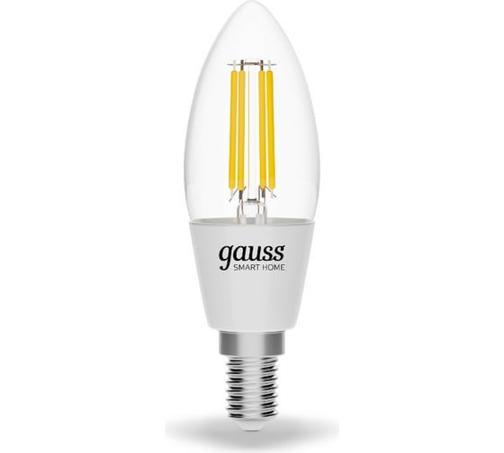 Изображение товара Умная Wi-fi филаментная лампочка Gauss, Smart Light DIM E14 C35 4,5 Вт 2700-6500K, диммируемая, управление голосом/смартфоном 1230112