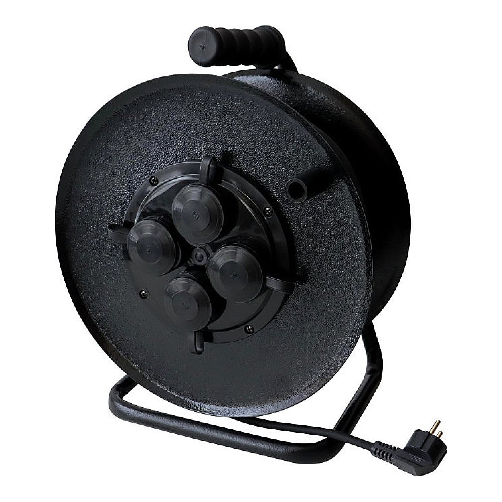 Изображение товара Удлинитель металлический Topfort КГ 2x2,5 кв мм 20 м 4 розетки IP44 для безопасного подключения